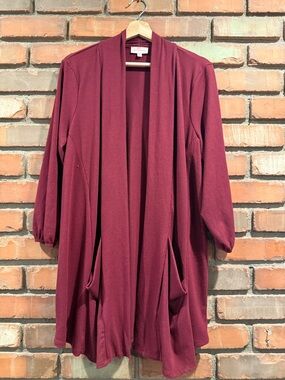 Cozy Open-Front Cardigan Sweater - Berry